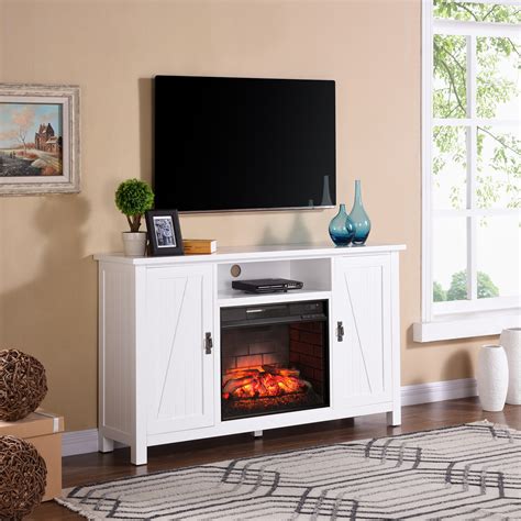 tv stand with electric fireplace white